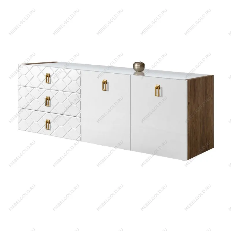 Комод 1.6м Bogemia Woodline Fly Fa (Белый) (Lakobel/Золото) БМКМ-4