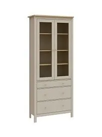 Шкаф с витриной Сага, 90х41х215 см, кашемир/ясень