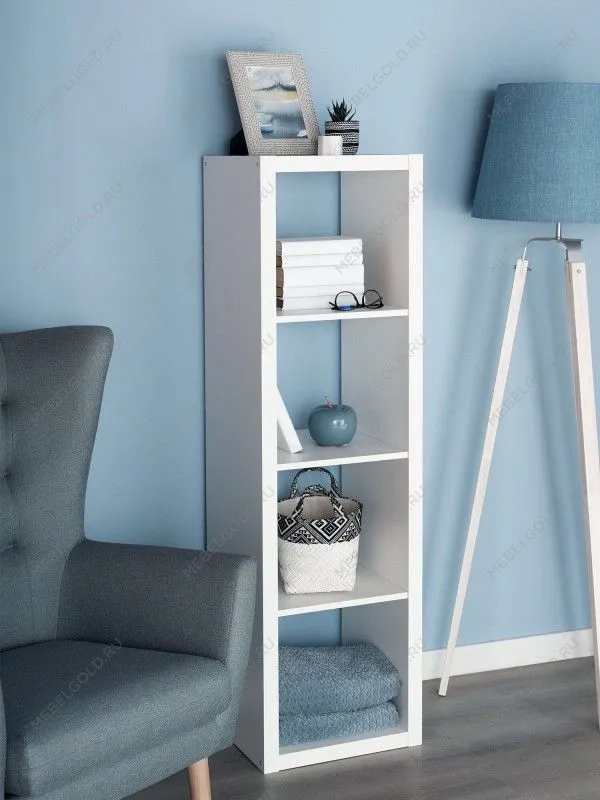 Стеллаж Фора, 4 полки, 147x42х38 см, белый | изображение 1