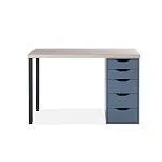ИНГАР 1/5Т стол письменный 120x75x55, дуб беленый/серо-бирюзовый/черный | изображение 1