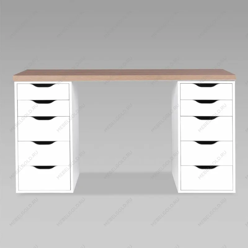 ИНГАР стол письменный ИКЕА / IKEA 2/55 140x75x55, дуб беленый/белый | изображение 2