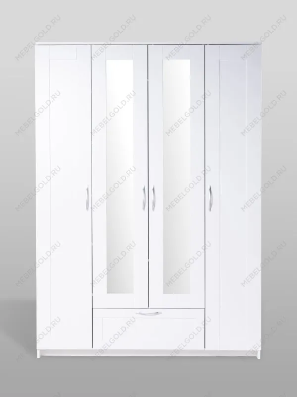 Шкаф Сириус, 4 двери и 1 ящик с зеркалом, 156х59х220 см, белый | изображение 9