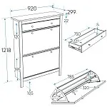 Обувница Сага с 2 откидными ящиками 92х122 темно-бирюзовая-ясень | изображение 11