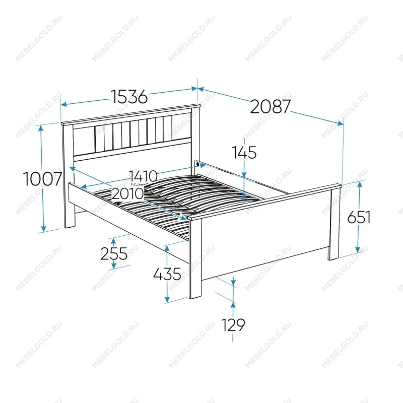 Центральный склад - Кровать двуспальная Сага, 140х200 см, темно-бирюзовая | изображение 10