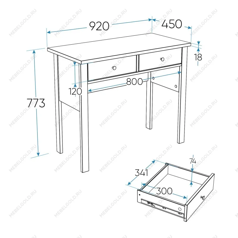 Стол туалетный Сага, 92х45, темно-бирюзовый | изображение 13