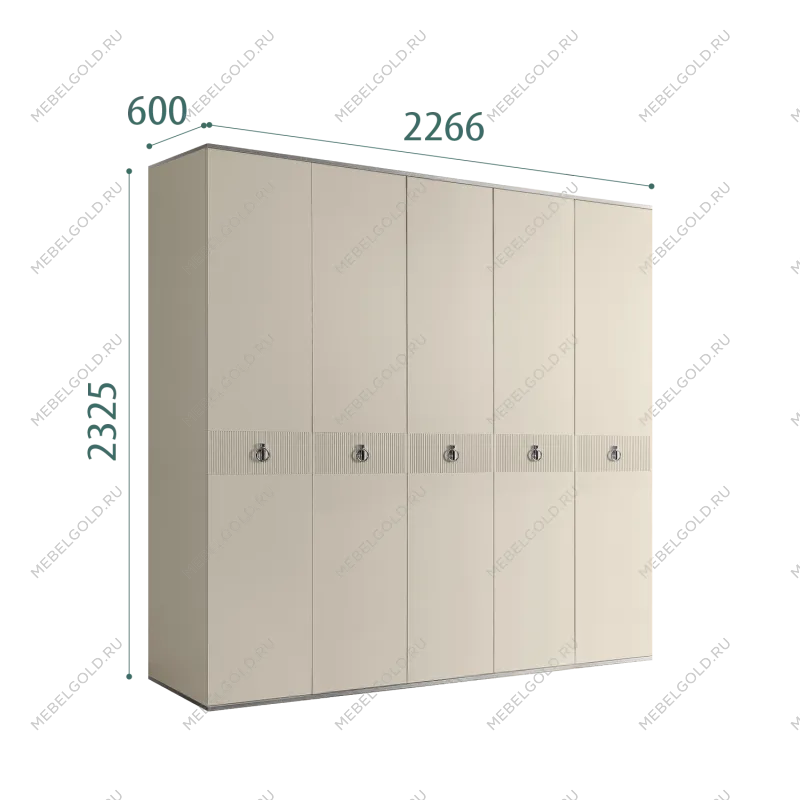 Шкаф 5-ти дверный Римини СОЛО (Ваниль/Серебро) РМШ2/5(s)