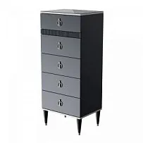 Комод узкий с планкой Римини СОЛО (Черный/Серебро) РМКМ-2(s)