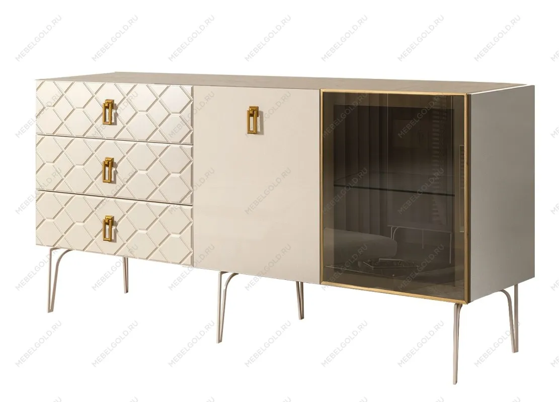 Комод 1.6м Bogemia Farfalle (Слоновая кость) (Novabuk/Золото) БМКМ-4(Fa)[5][10]