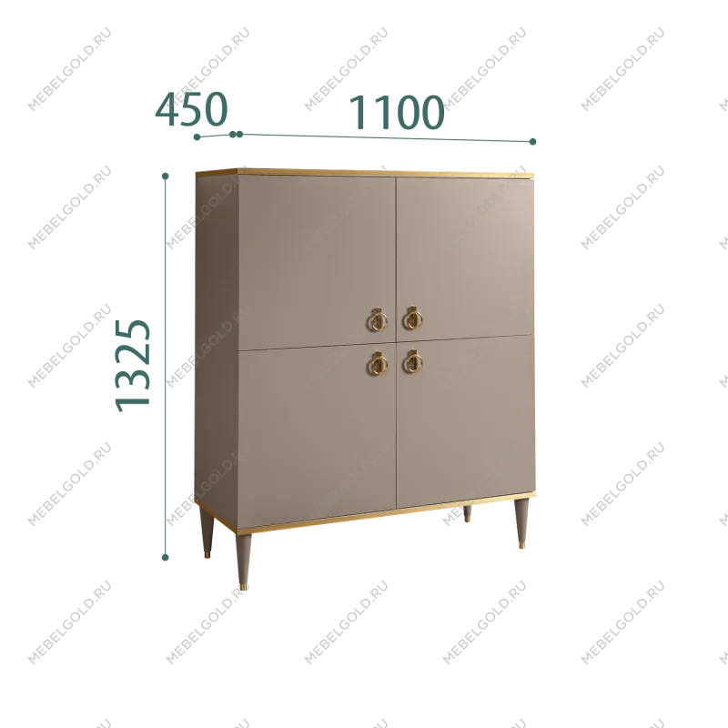 Пенал 4 двери Римини (Мокка/Золото) РМП-3