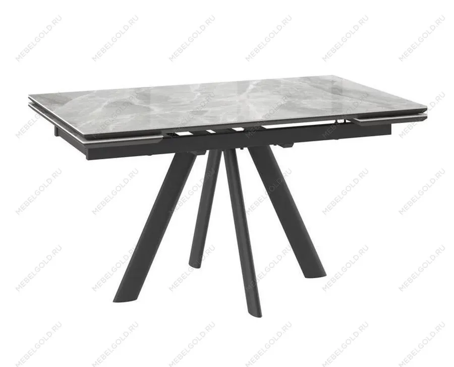 Стол с керамическим покрытием Джейтон-140 (91stone grey gloss st cer/черный) 140(30+30)х85