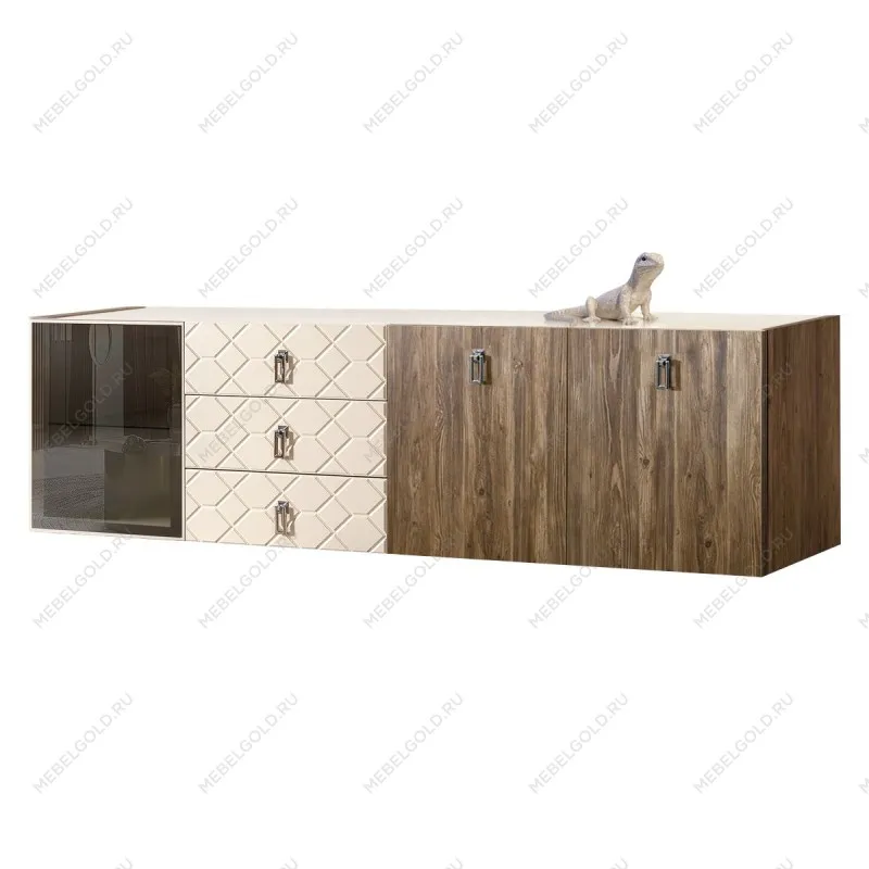 Комод 2.1м Bogemia Woodline Fly Wood Fa (Слоновая кость) (Lakobel/Хром) БМКМ-5[4]