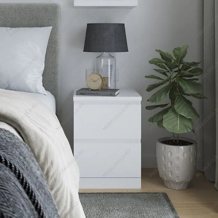 МАЛЬМ / VARMA Тумба прикроватная ИКЕА / IKEA 2, 40x54.8x40, пигмент, белый | изображение 1