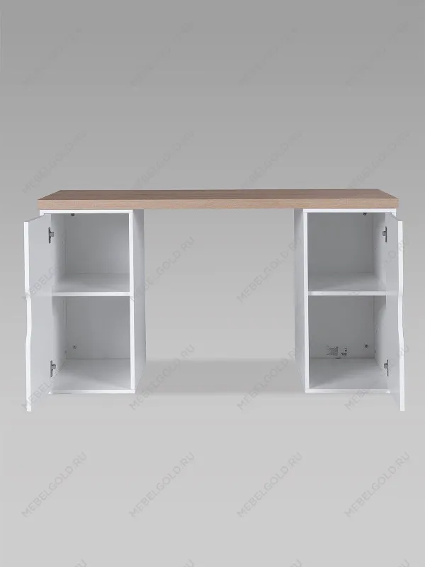 Стол письменный Ингар, с двумя дверцами, 140x75x55, белый, столешница дуб беленый | изображение 7