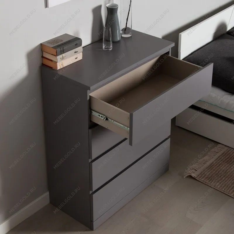 Комод Варма, 4 ящика, 80х100х40 см, эмаль серая | изображение 3