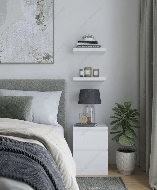 Тумба прикроватная Варма, 2 ящика, 40х55х40 см, эмаль белая | изображение 1