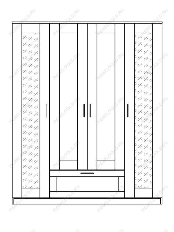 Шкаф Сириус, 4 двери и 1 ящик с зеркалами, 156х50х190 см, белый | изображение 16