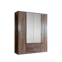 Шкаф 4-х дверный с зеркалом, с ящиками Римини (Орех империя/Серебро) РМШ1/41