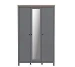 САГА шкаф 3 двери с зеркалом серый/ясень | изображение 1