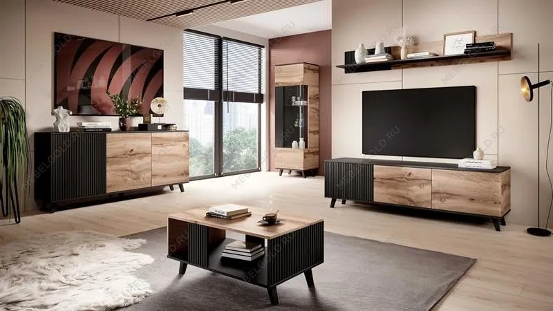 Полка Halmar RANDOM P-1 (дуб вотан/черный) | изображение 1