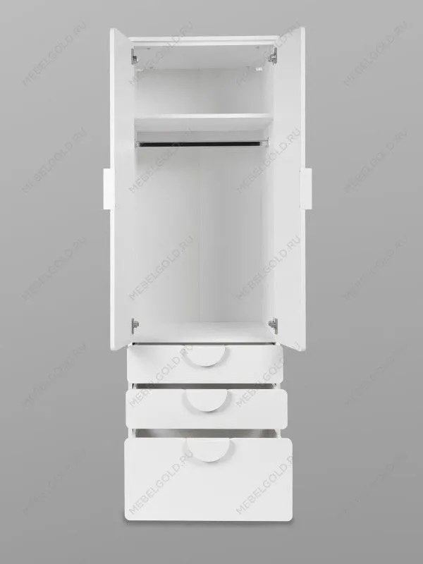 Шкаф распашной Пикси, с двумя дверьми, тремя ящиками и полкой 60x57x180, белый (робкий подснежник) | изображение 10