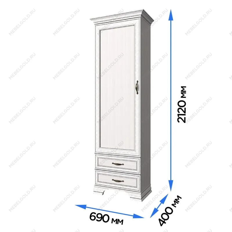 Шкаф 1-створчатый Тиффани 1D2S вудлайн кремовый - Выставка м. Марьина роща | изображение 2
