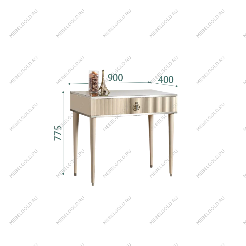 Стол туалетный узкий Римини СОЛО (Ваниль/Серебро) РМСТ-1(s)[9]