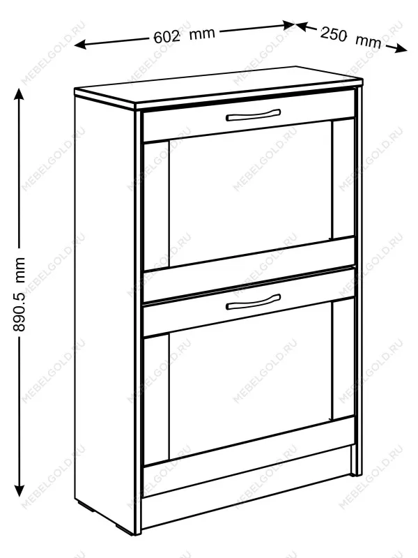 Обувница Сириус с 2 откидными ящиками, 60 х 25 х 89 см, ЛДСП, белая | изображение 9