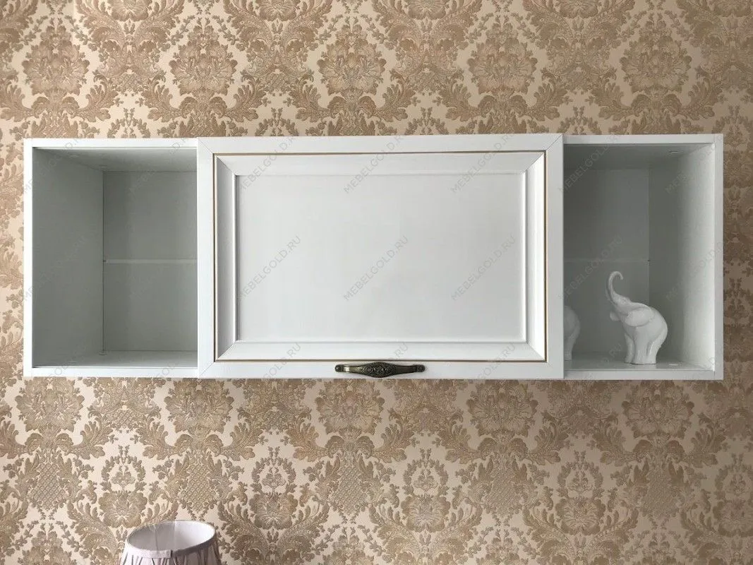 м. Марьина Роща - Полка навесная книжная Натали белый глянец | изображение 4