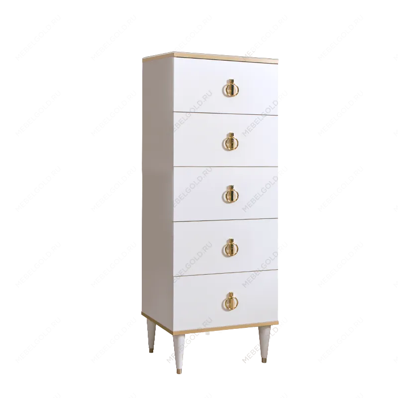 Комод узкий Римини (Белый/Золото) РМКМ-2
