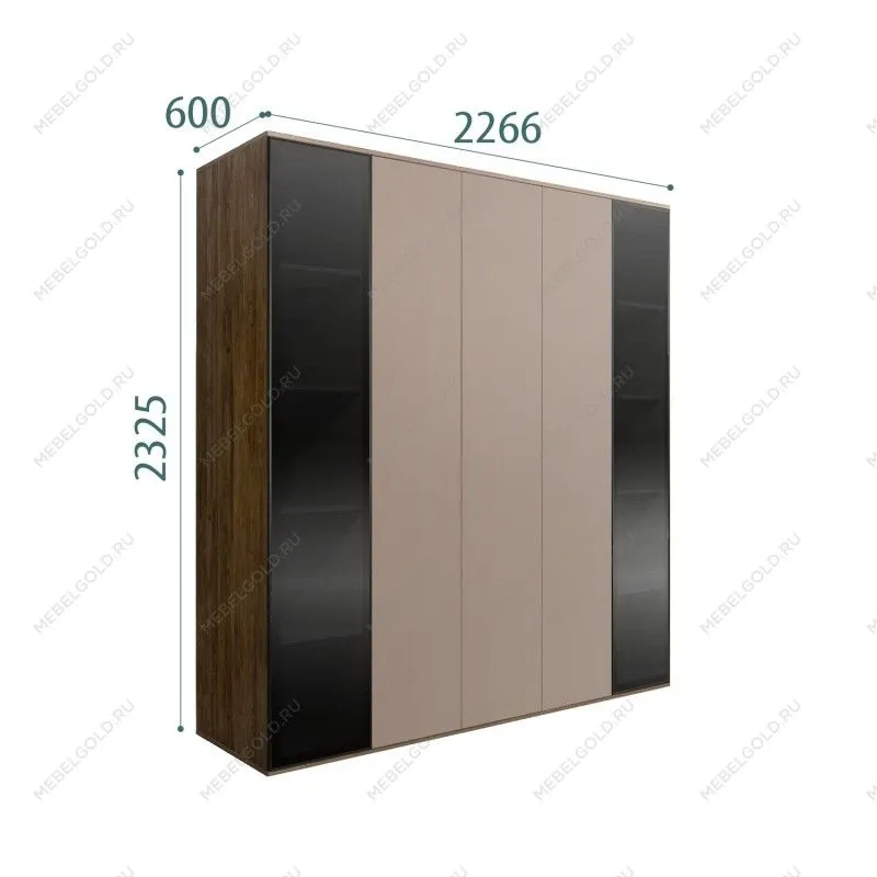 Шкаф 5-ти дв. Bogemia Woodline Air (Мокка/Черный) БМШ2/5(2)