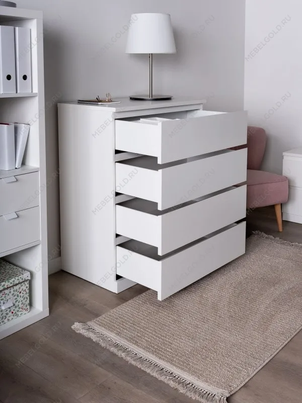 Комод Варма Прайм, 4 ящика, 80х100х48 см, эмаль, белый | изображение 6