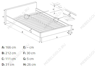 Кровать Halmar GORASHI (серый/орех) 160/200 | изображение 2