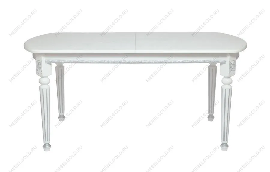 Стол овальный Милорд-170 (90х170х220/белый/патина серебро) | изображение 1