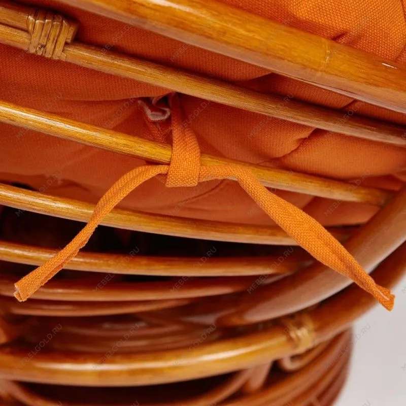 Кресло-качалка Papasan с подушкой Коньяк, оранжевый | изображение 5