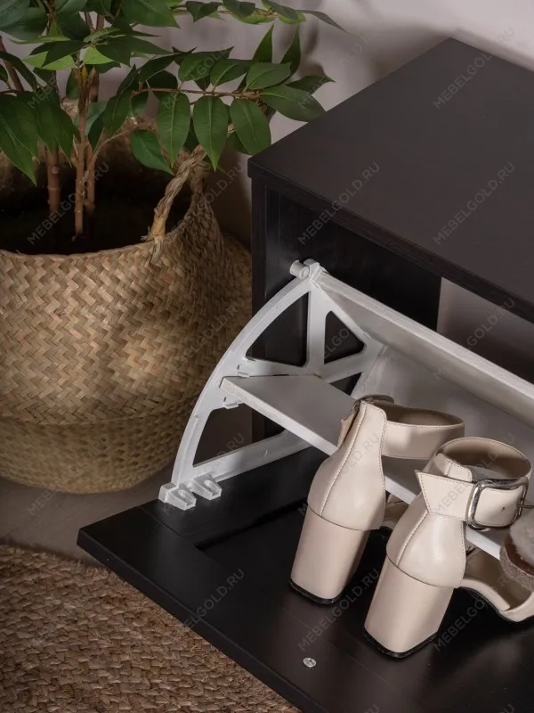 Обувница Сириус с 1 откидным ящиком, 60 х 25 х 49 см, черно-коричневая, ЛДСП, дуб венге | изображение 3