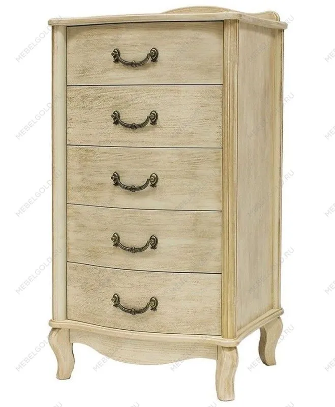 Комод Джульетта узкий 5 ящ. (дуб шампань/золотая патина)
