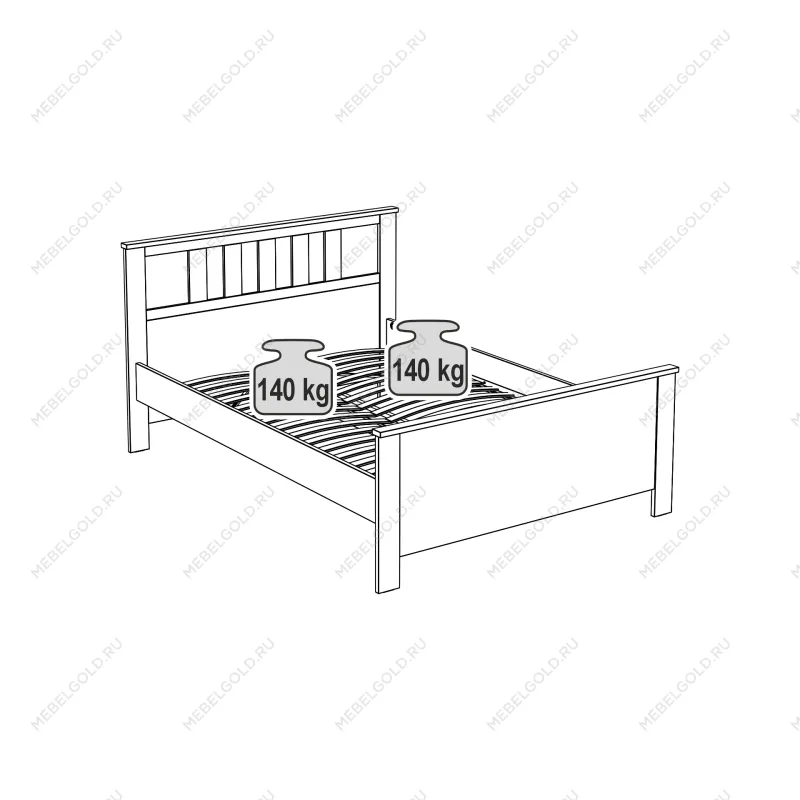 Кровать двуспальная Сага, 140х200 см, кашемир/ясень | изображение 3