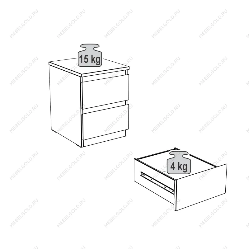 МАЛЬТА тумба ИКЕА / IKEA 2 ящика 40х54 белая | изображение 4