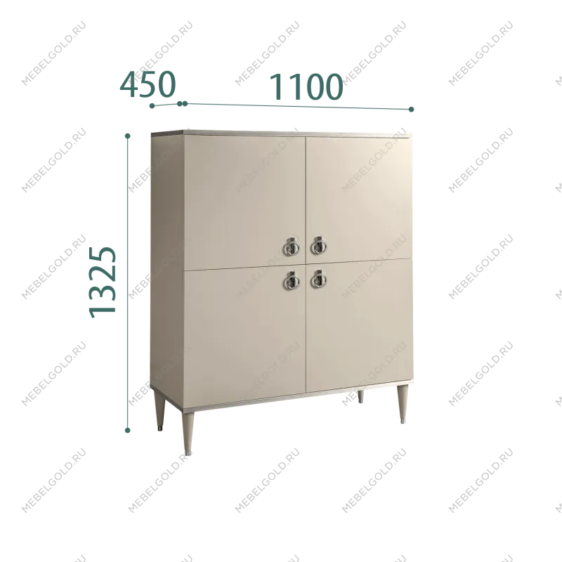 Пенал 4 двери Римини (Ваниль/Серебро) РМП-3