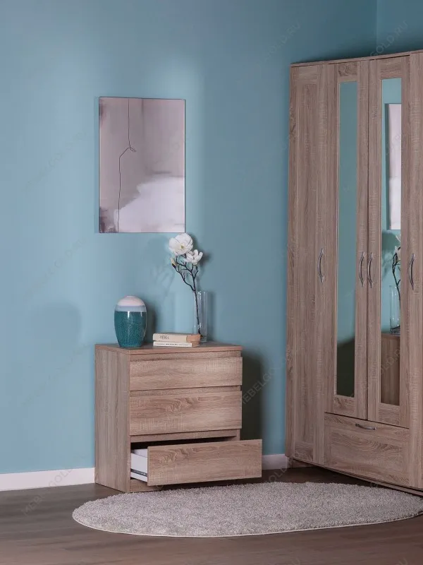 Комод Кастор, 3 ящика, 65х40х71 см, дуб сонома | изображение 1