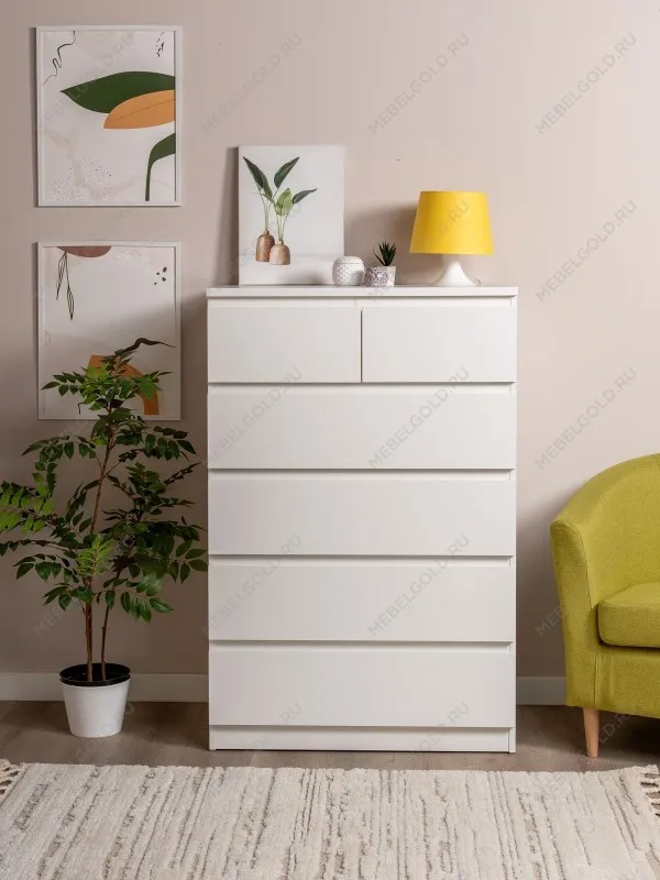 Комод Мальта, 4+2 ящика, с доводчиками, 80х48х121 см, белый | изображение 1