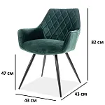 Стул кухонный Signal LINEA Velvet (зеленый/черный мат) | изображение 1