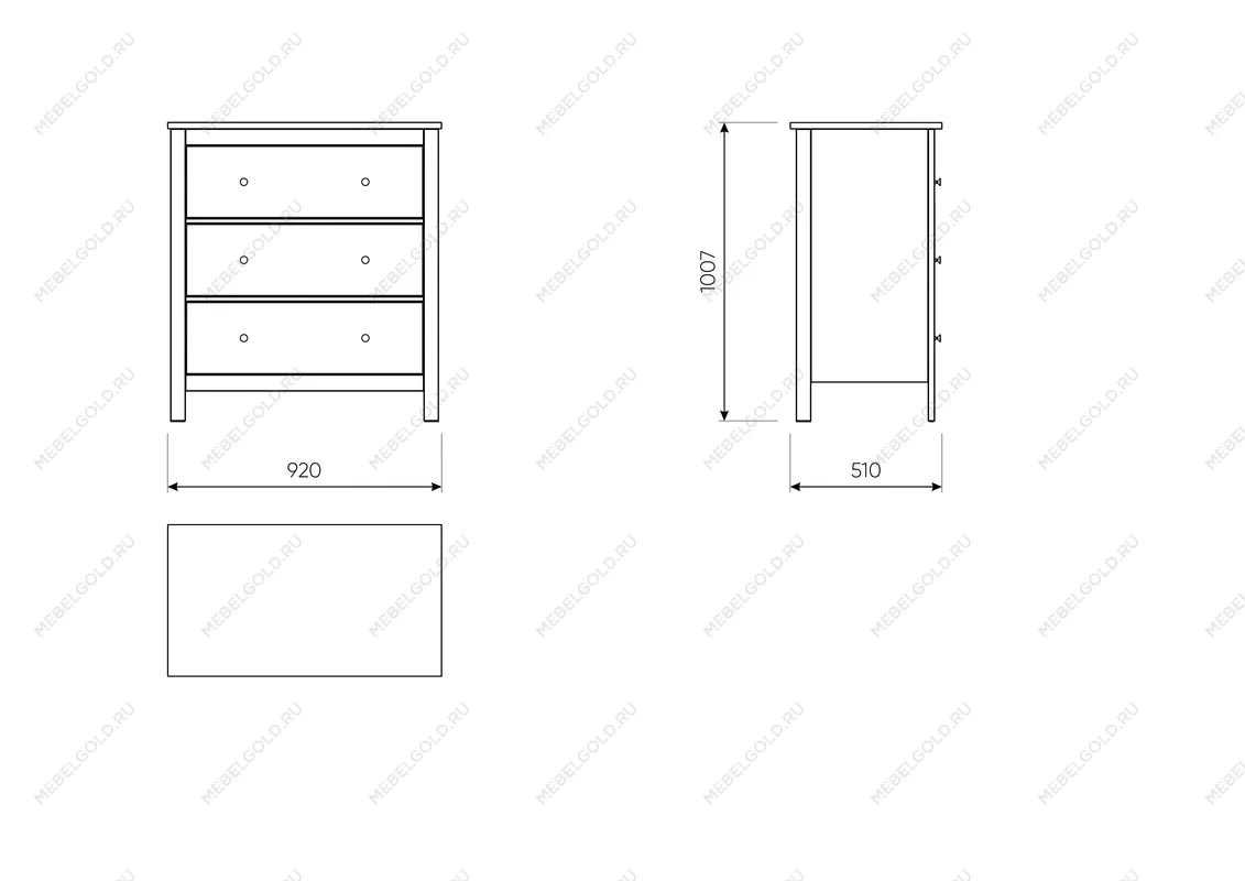 САГА комод 3 ящика белый | изображение 3
