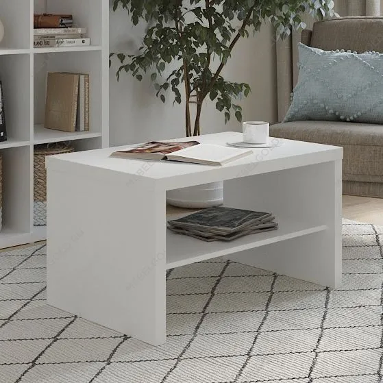 Стол журнальный Энкель, с полкой, 82x50x45 см, белый | изображение 4