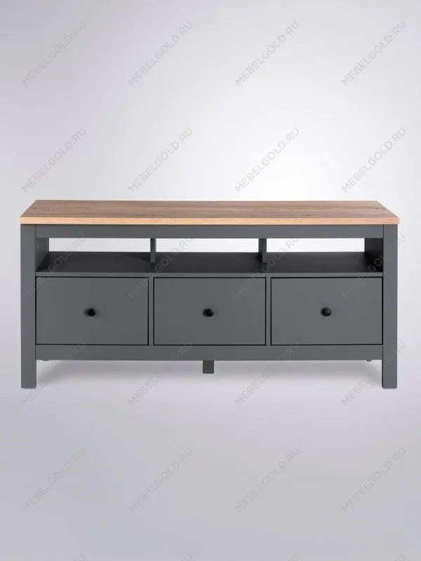 Тумба ТВ Сага, 3 ящика, 131х42х63 см, серая/ясень | изображение 9