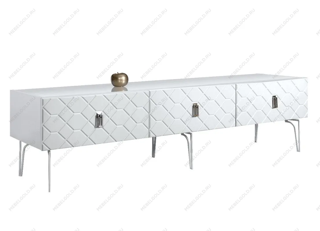 Тумба под телевизор 2.1м Bogemia Farfalle (Белый) (Lakobel/Хром) БМТ-2(Fa)