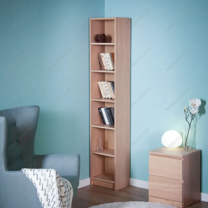 МАЛЬМ / VARMA Стеллаж ИКЕА / IKEA 40, 40x200x28, шпон, беленый дуб | изображение 4