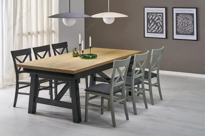 Стол обеденный Halmar FIESTA раскладной (дуб натуральный/черный) | изображение 1