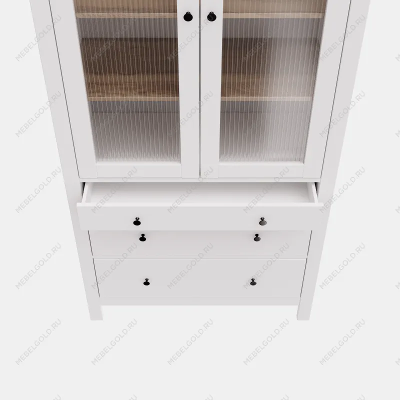 САГА шкаф с витриной 90 МОРУ белый/ясень | изображение 5