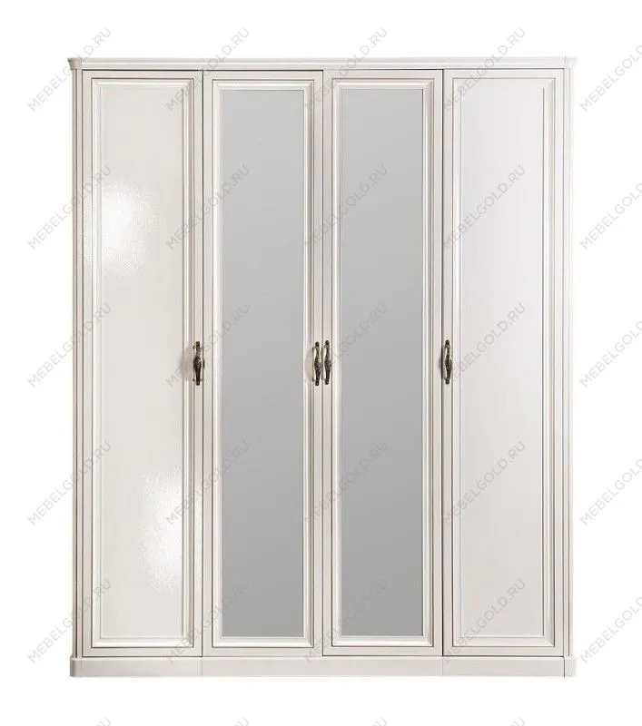 Шкаф Натали 4-дверный (1+2+1) с зеркалом белый глянец | изображение 1